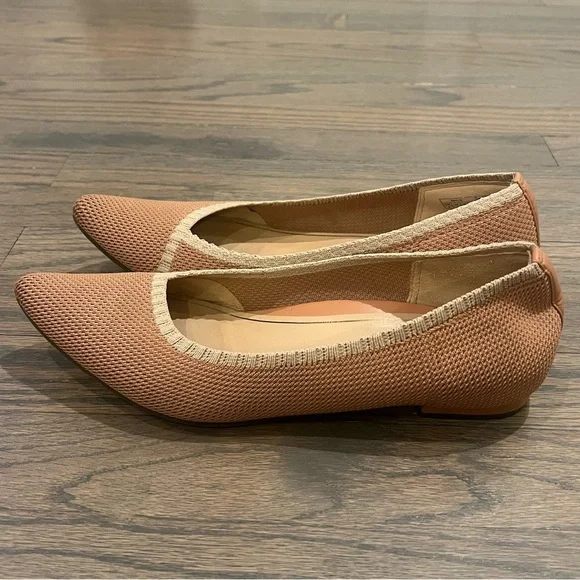 Vionic Knit Ballet Flat Pointed Toe Tan Size 8 Arch Support Classic - Picture 6 of 8